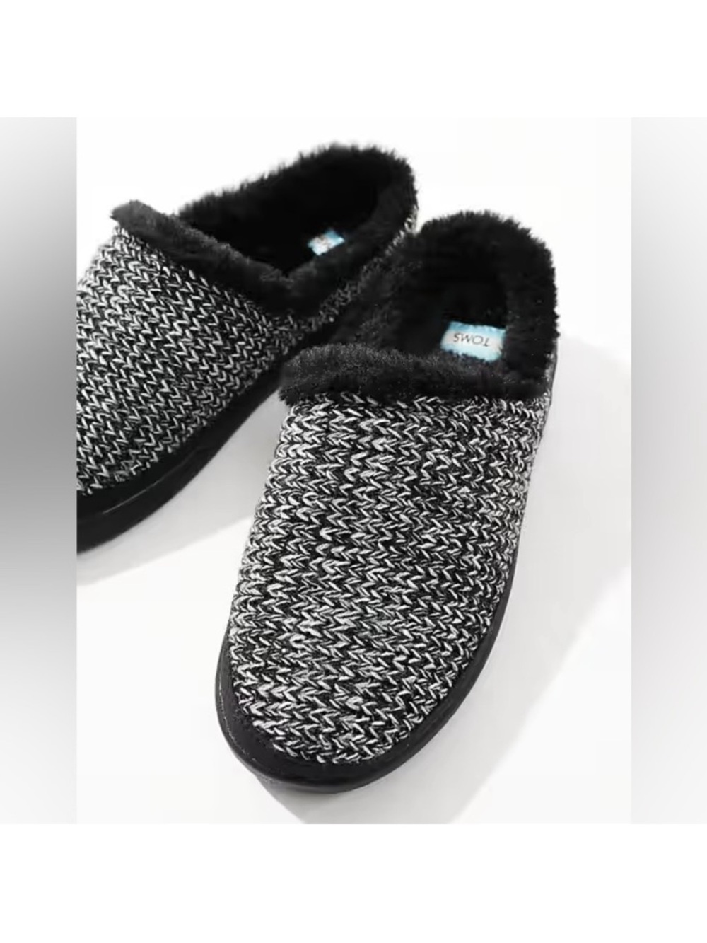 Toms Sage Knit Slippers Size 7 Black Rubber Sole Cozy